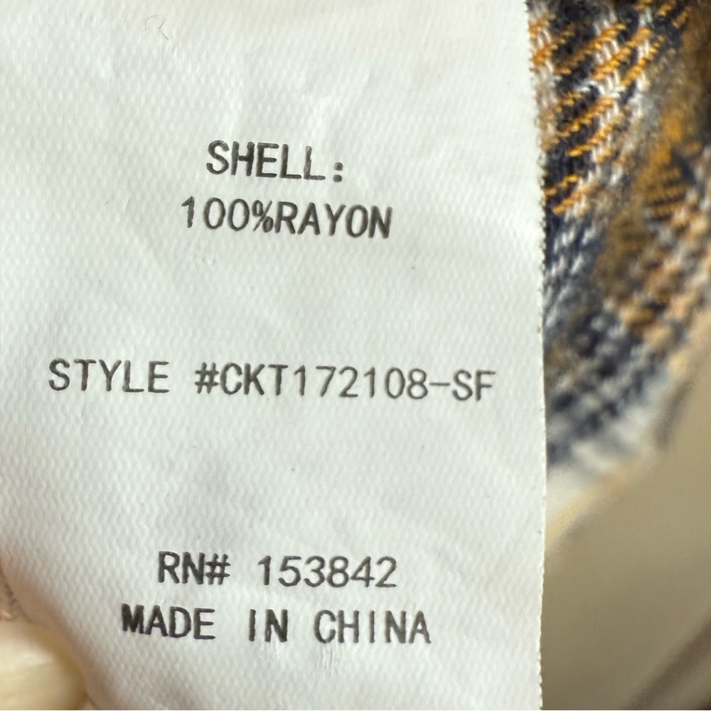 MELLODAY Checkered Flannel Shirt in Mustard and Navy - Picture 3 of 4